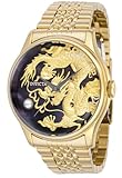 Invicta Men's 46mm Vintage Dragon NH35A Automatic Black MOP Golden Dragon Embossed Dial Gold Tone Stainless Steel Watch (Model: 39857)