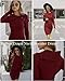 BLENCOT Women's Fashion Cable Knit Sweater Asymmetric Neck Button Bodycon Dress Jumper Pullover Red Medium