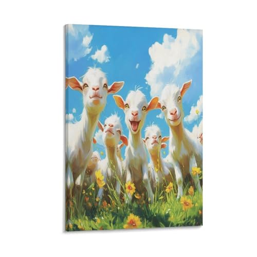Chèvre Murale Décoration Murale Toile 40x60 pour un Salon Style Campagne
