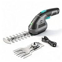 Ecobuild 8V Akku Heckenschere & Grasschere 2-in-1, Mini Gartenschere mit 2 Klingen, 2000mAh Lithium-Ionen Akku, Rasenkantenschere & Astschere für Hecken, Rasen und Garten