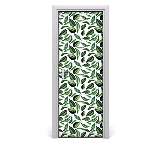Vinilo para puerta 85x200 cm autoadhesivo e impermeable con diseño botánico de hojas de jardín 2