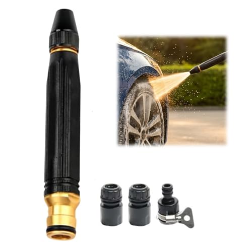 Starter PickHigh Pressure Hose Nozzle Heavy Duty Brass Garden Hose Nozzle Direct Jet Stream Water Hose Nozzle for Car Washing Patio Cleaning Watering 3/4 Standard Fit