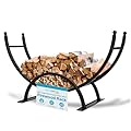 BIRDROCK HOME 50in Firewood Rack for Outdoor or Indoor Use | Large Capacity | Fire Wood Log Storage Holder | Black Elevated Curved Design | Kindling Under Rack