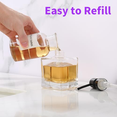 Image of Square Bathroom Soap Dispenser Black, 8.4 oz Glass Bottles with Stainless Steel Pump Cube Liquid Hand Soap Dispenser Kitchen