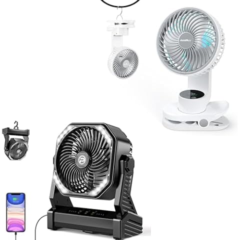 AddAcc 20000mAh Battery Operated Fan & Rechargeable Air Circulator Fan - Battery Operated Fan, 9 Speed, Digital Display, Clip On Desk Fan Cover