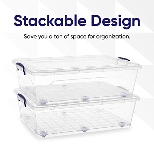 Image of Superio Storage Bins with Lids, Clear Plastic Containers for Organizing, Stackable Totes, BPA Free, Odor Free, Organizer Boxes for Home, and Dorm (4 Pack, 42 Quart)