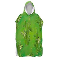 EOSDT Cute Green Frog Bamboo Surf Poncho for Adult Changing Robe Quick Dry Womens Ponchos with Hood Beach Hoodie Towel Floral One Size