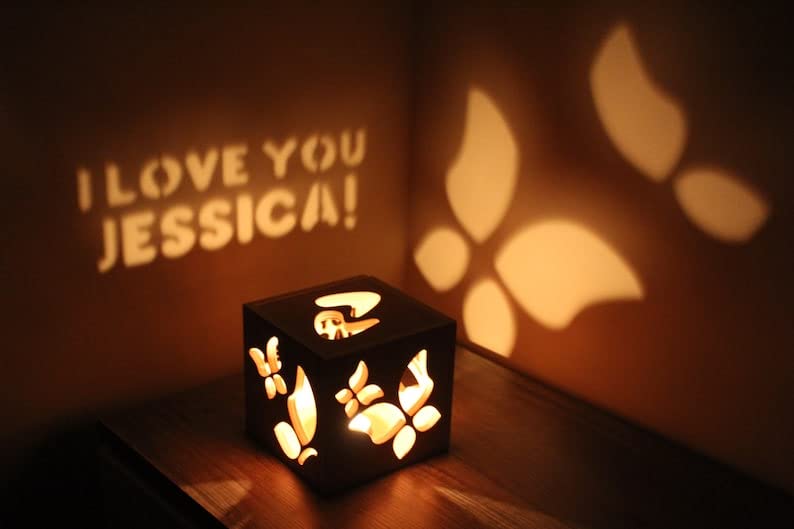 Wooden Tealight Candle Holder, Personalized Girlfriend Gift, Romantic Gift for Her, Girlfriend Personalized Gifts, Wooden Candle Lantern Box