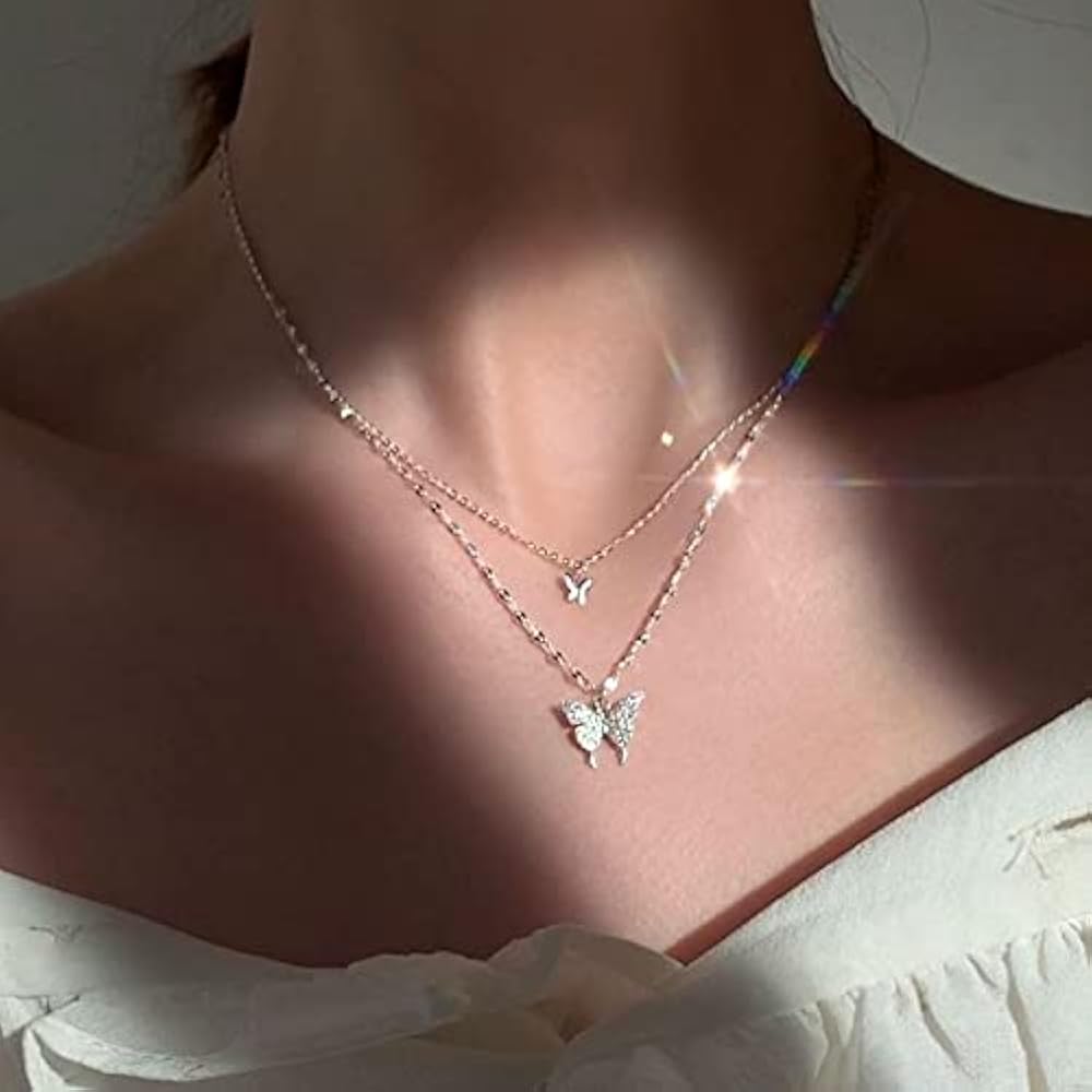 Amazon.com: TAKAWORD Layered Butterfly Necklace for Women