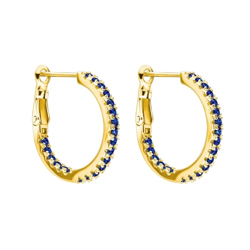 18K Yellow/White Gold Plated Silver Hoop Earring With 0.72 TCW Lab Grown Diamonds/Emerald/Blue Sapphire/Moissanite, Earrings For Women, Gift For Her Jewelry For Women Comes With Gift Box