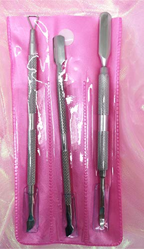 Cuticle Pusher and Cutter Set, BEBEEPOO 3pcs Nail Polish Remover Manicure Cuticle Tools Professional Stainless Steel Triangle Metal Cuticle Remover Peeler Scraper for Fingernails(Silver)