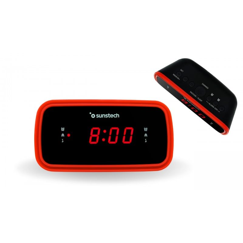 DESPERTADOR RADIO SUNSTECH FRD60RD FM LED ROJO/NEGRO - miniatura 4
