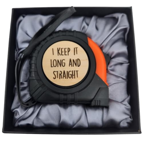 Boyfriend Gag Gift for Men Funny, Christmas for Boyfriend, Husband Birthday Gift Ideas, Funny White Elephant Gifts for Men Adult Humor, Cool Guy Gifts, I Keep It Long and Straight Tape Measure
