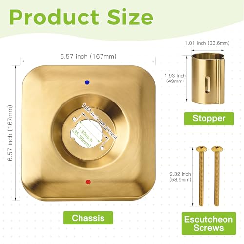Repuesto Shower Escutcheon para Kit de Válvula Moen T2471 Genta LX, Plato de Cubierta de Manija de Ducha de Metal Cuadrado, Dorado Cepillado miniatura 2