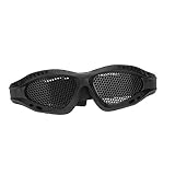 Tbest Airsoft siateczkowe okulary ochronne, regulowane, metalowe, siateczkowe, okulary, airsoft, okulary ochronne z regulowanym paskiem do taktyki wojskowej CS strzelanie (czarny)