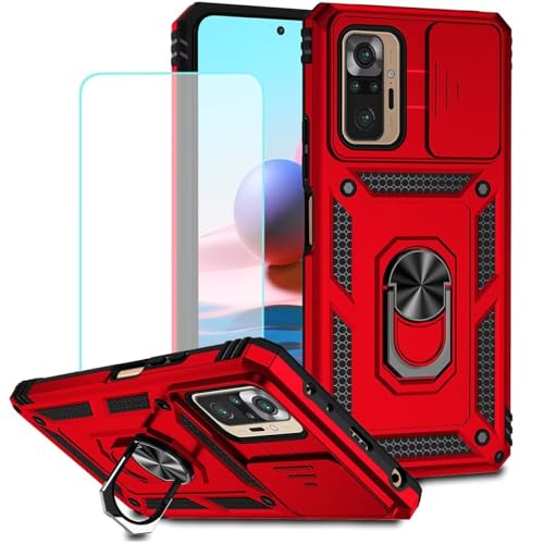 Coque Redmi Note 10 Pro antichoc avec bague rotative 360 et cache objectif