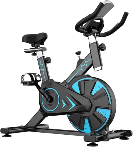 Exercise Bike, Adjustable Resistance Silent Belt Drive, Indoor Cycling Bike for Home Cardio Gym, Fitness Stationary Bike Machine with 300lbs Weight Capacity &Upgraded Version Seat (Blue)