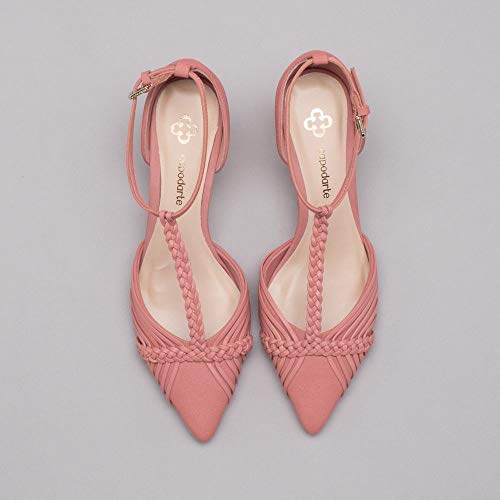 Scarpin Couro Rose Fiore 34
