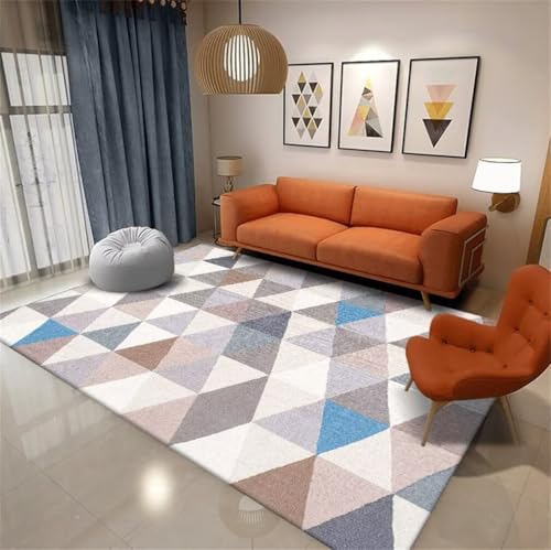 Tapis doux géométrique moderne bleu multicolore de maison 80x150 - 2