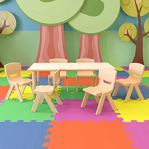 Flash Furniture 23.625"W x 47.25"L Rectangular Natural Plastic Height Adjustable Activity Table Set with 6 Chairs Flash Furniture 23.625"W x 47.25"L Rectangular Natural Plastic Height Adjustable Activity Table Set with 6 Chairs