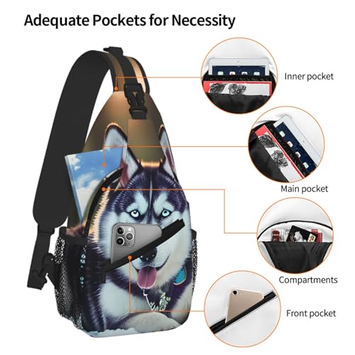 Bolsa cruzada Husky Dog con estampado de perro diagonal ligera 5
