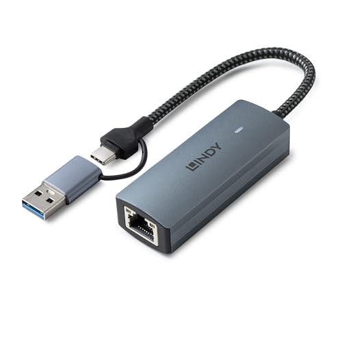 Convertisseur USB 3.2 vers Ethernet 5G Lindy adaptateur premium en aluminium