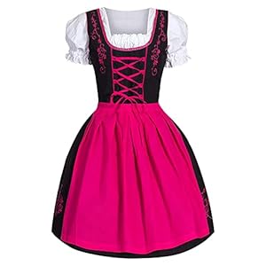 minjiSF Dames plus size Duitse jurk vierkante hals schort Oktoberfest bier meisje kostuum
