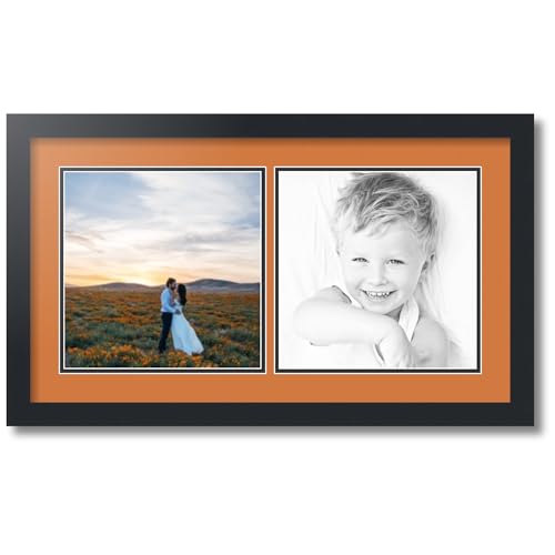 ArtToFrames Collage Photo Frame Double Mat with 2-10x10 Openings with Satin Black Frame and Octoberfest mat.