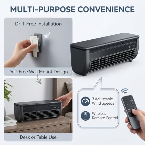 Ventilateur de brume mural sans perçage pack de 2 avec télécommande et batterie 6000 mAh - 5