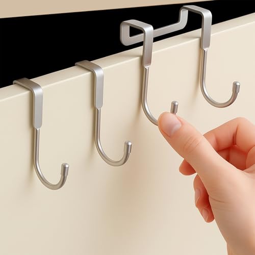 Cabinet Hooks Pack of 3 Cabenit Over Door Hooks J-Shape Wall Hooks for Kitchen Towel Closet Door Drawer Bathroom Coats Clothes Bags
