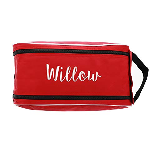 aztex Personalised Sports Shoe Bag, Football Boot Bag, Gym Shoe Bag, 9L Capacity, 35 x 16 x 18cm, Embroidered with a Name - Red