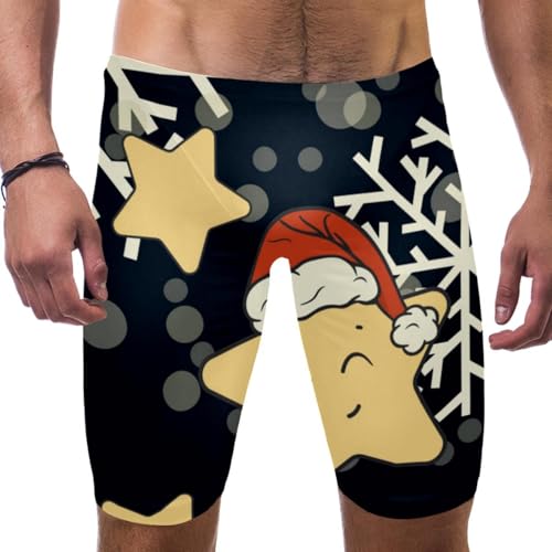 Bañador de competición de pierna cuadrada para niños y hombres con diseño de estrellas