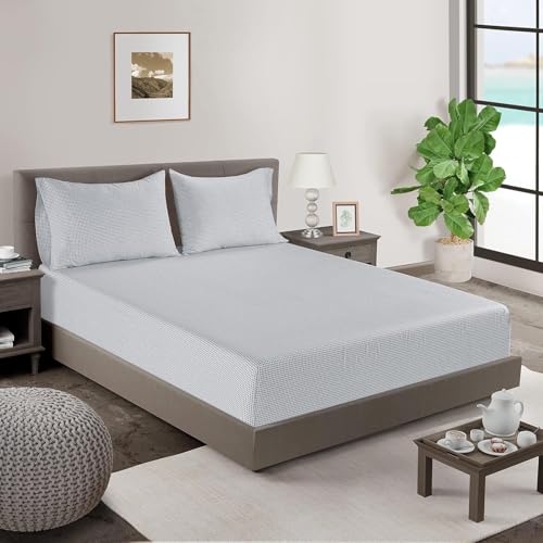 Image of 100% Organic Cotton King Fitted Sheet, 3-Piece Set (1 Fitted Sheet, 2 Pillowcases), Percale Weave, Cotton Fitted Sheet, Ultra Soft, Breathable, GOTS Certified, Fits Mattress Upto 15 inch Deep - Polka Dot