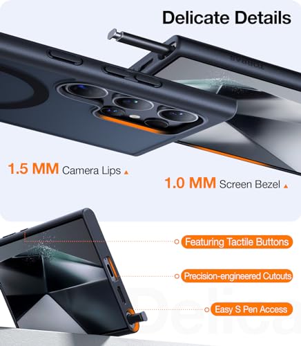 Image of TORRAS Strong Magnetic & Seamless Stand for Samsung Galaxy S24 Ultra Case for MagSafe, 12FT Mil-Grade Drop Protection, Adjustable Kickstand for Samsung Galaxy S24 Ultra Case, Slim Frosted Matte Black