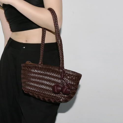 Woven Shoulder Bag for Women, Mini Hobo Purse, Cute Bucket Totes, Small Underarm Bags, Beach Top-handle Handbag2