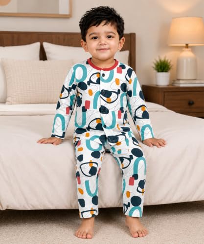 Image of 3BROS BodySuit /Dress for Boys /Girls Full Pajama & Casual Full Sleeves Night Suit Top Combo Kids Set
