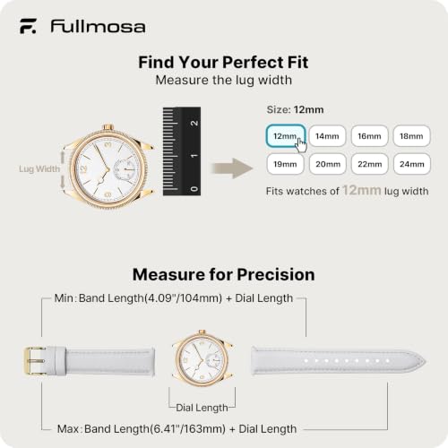 Image of Fullmosa Watch Band, Quick Release Leather Watch Strap Compatible with Samsung Galaxy Garmin for Men Women, Replacement Bands Width 12mm 14mm 16mm 18mm 19mm 20mm 21mm 22mm 24mm