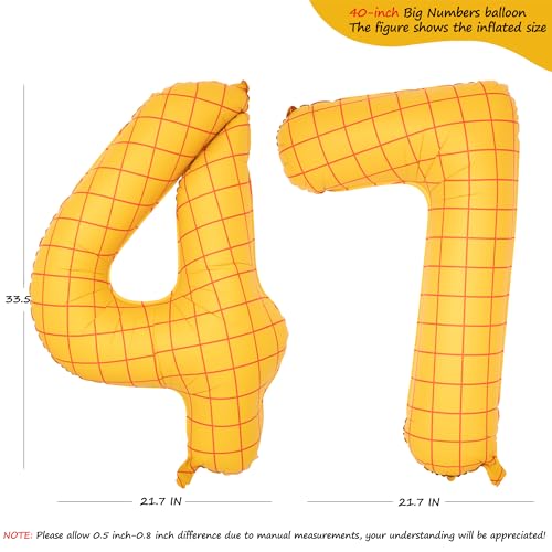 Image of 40 inch Large Number Balloon 47 Toy Inspired Story Yellow Birthday Balloon | Western Rodeo Party Supplies Boy Girl Story Anniversary Kids Birthday Party Cowboy Farm Themed Baby Welcome Decorations