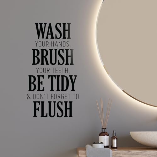 Sticker en vinyle noir Wash-Brush-Be Tidy-Flush pour mur de douche