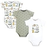 Hudson Baby Infant Boy Cotton Bodysuits 3-Pack, Jungle, 9-12 Months