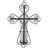 Stonebriar Decorative Scrolled Metal Cross Wall Sconce with Jesus LED Candle, Religious Gift Ideas for Friends and Family