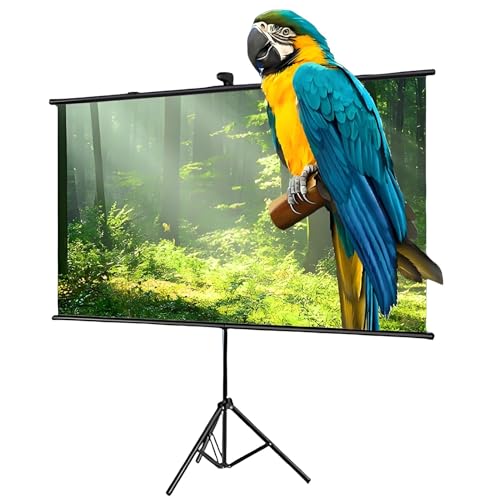 Schermo per Proiettore da Interno Esterno con Treppiede, Schermo Cinematografico Manuale Portatile con Altezza Regolabile, 4K 16:9 HD, Angolo di Visione 178°, Pavimento o Parete(72inch/159x90cm)