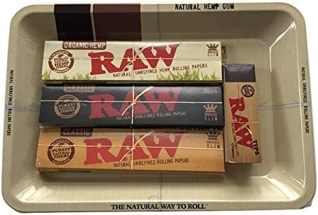 Raw Rolling Papers Variety Bundle Organic/Black/Classic Raw Tray Tips