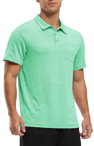 Image of Rdruko Men's Polo Shirts Short Sleeve Quick Dry Outdoor Golf Sports Shirts with Pocket