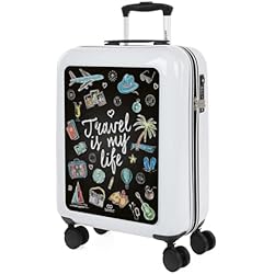 Maletas Sinequanone Paris SKPAT - Maletas de Viaje - Maleta Cabina 55x40x20 - Maletas Viaje Cabina 4 Ruedas. Maleta de Cabina Ligera y Resistente. Maletas Cabina con Candado Combinacion 133655, Blanco-Travel