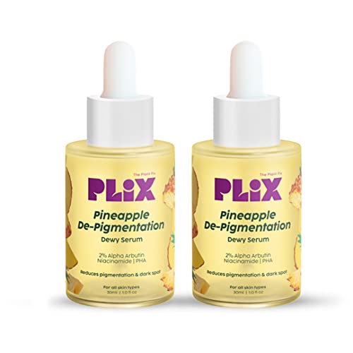 The Plant Fix Plix 2% Alpha Arbutin Pineapple De-Pigmentation Dewy Face Serum for Pigmentation & Dark Spots Removal for Unisex with 10% Niacinamide,5% PHA for All Skin,30ml (Pack of 2)