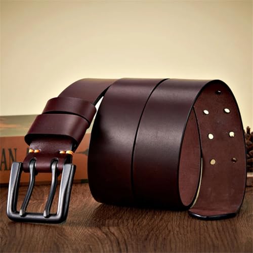 Men’S 4.3Cm Thick Genuine Leather Belt Double Pin Buckle Solid Fashion Cowboy Business Strap3