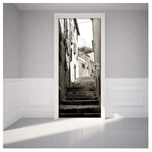 Sticker Porte effet 3D - autocollant Trompe L'œil pour Porte - Décoration pour Porte Cuisine, Salon, Chambre, Salle de Bain - Style Papier peint pour les...