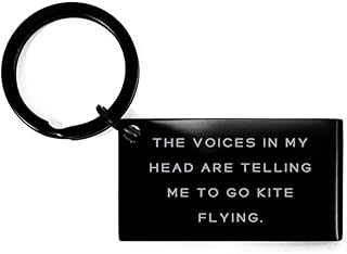 Special Kite Flying Keychain, The Voices in My Head are, Gifts For Friends, Present From Friends, Black Keyring For Kite Flying, Kite flying gifts, Unique kite flying gifts, Gifts for kite flyers,, Black, Small