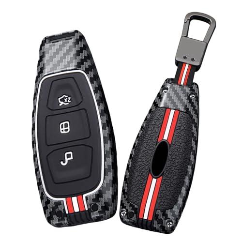 Coque de clé pour Ford Focus 3 et Fiesta en métal et silicone rouge